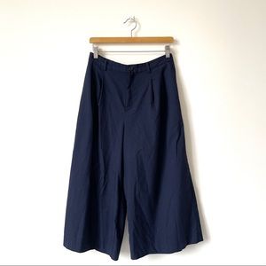 Uniqlo Stretch Waist Wide Leg Trousers Navy
